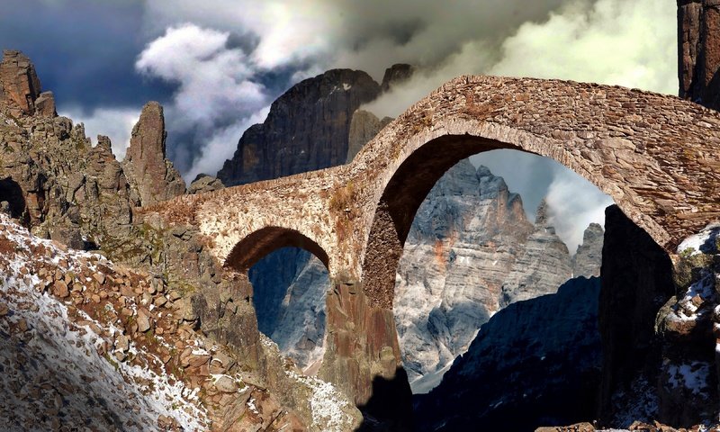 Обои горы, мост, veneto, mountains, bridge разрешение 3840x2160 Загрузить
