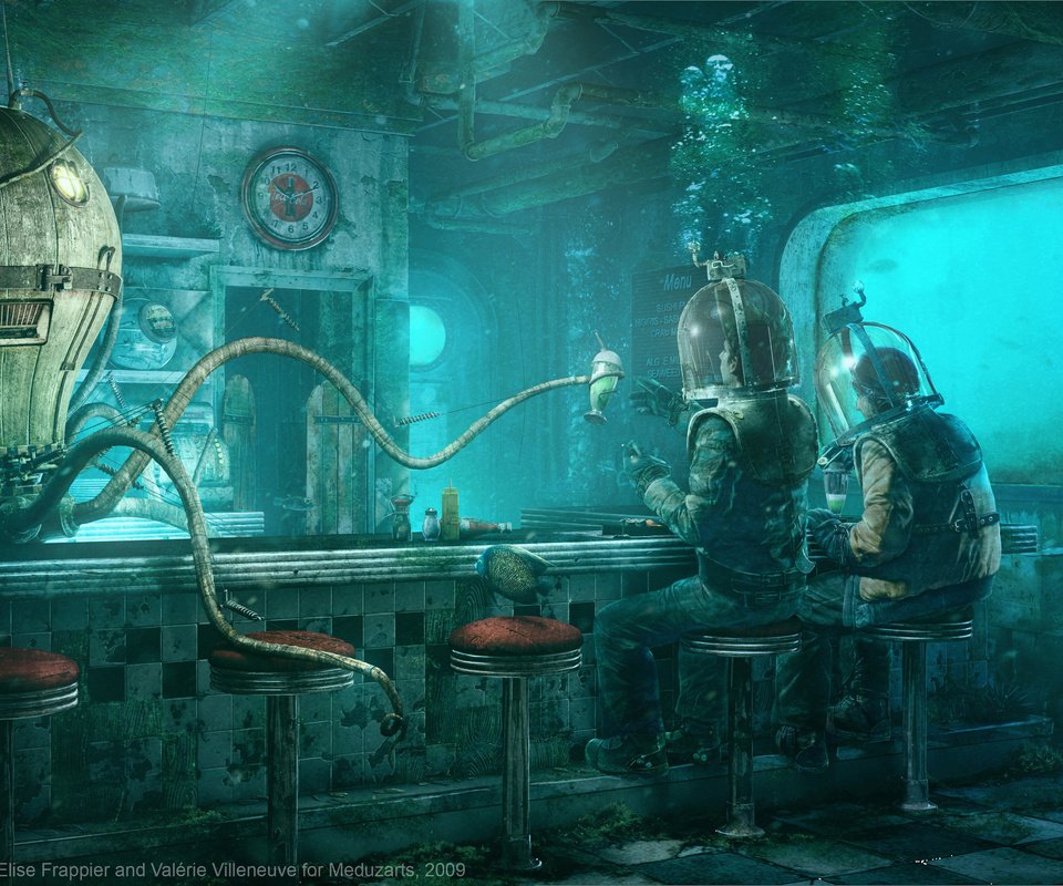 Обои осьминог, под водой, octopus diner, st__phan brisson, elise frappier, valerie villeneuve, водолазы, octopus, under water, divers разрешение 4088x2301 Загрузить