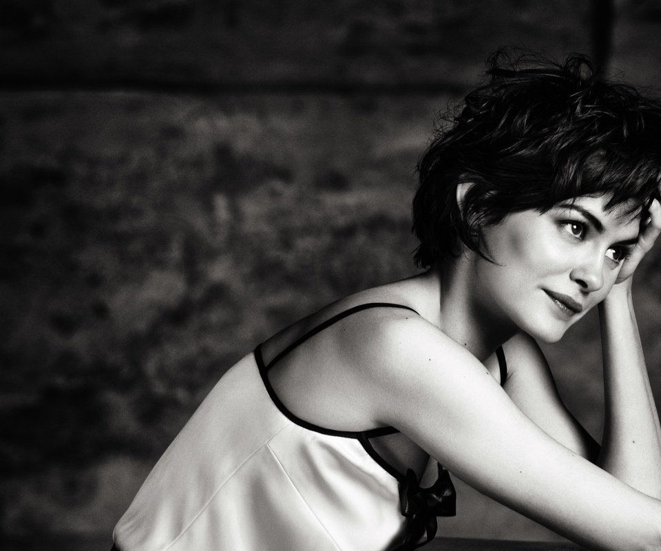 Обои улыбка, брюнетка, чёрно-белое, черно-белая, одри тоту, smile, brunette, black and white, audrey tautou разрешение 4001x2667 Загрузить