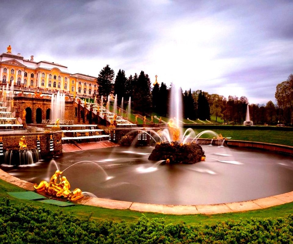 Обои фонтан, дворец, фонтаны, fountain, palace, fountains разрешение 2132x1080 Загрузить