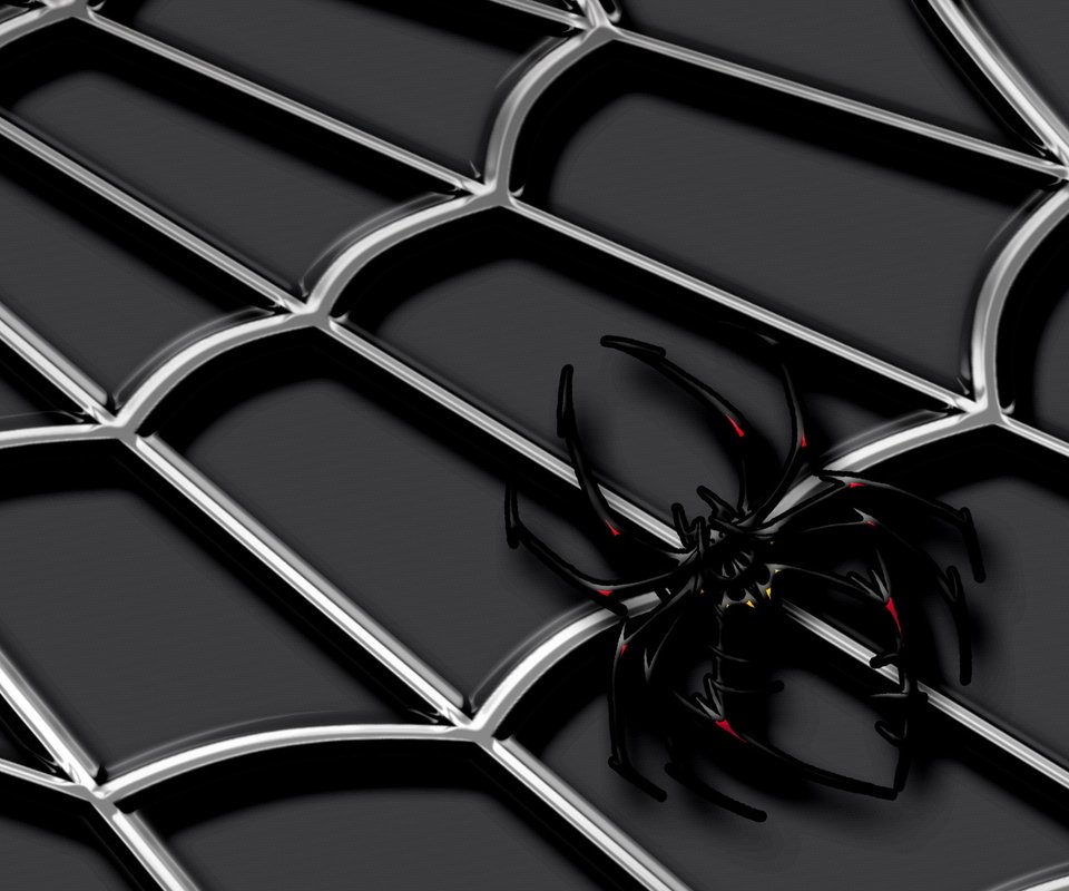 Обои черный фон, паук, паутина, серебро, 3д, black background, spider, web, silver, 3d разрешение 1920x1080 Загрузить