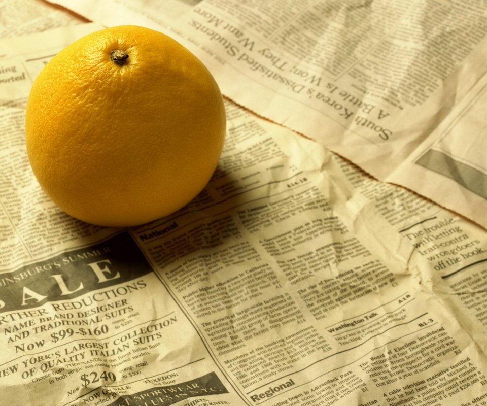 Обои фрукты, апельсин, цитрус, газета, fruit, orange, citrus, newspaper разрешение 1920x1200 Загрузить