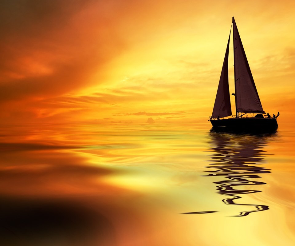 Обои закат, море, лодка, яхта, sunset, sea, boat, yacht разрешение 2560x1600 Загрузить