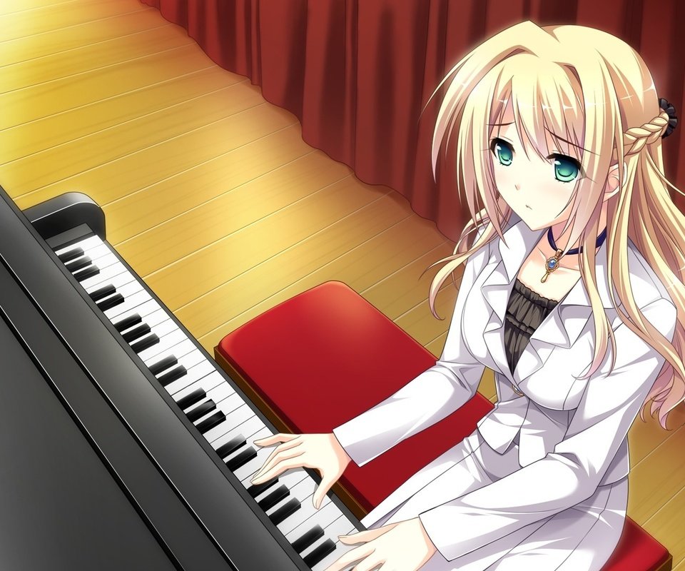 Обои девушка, музыка, пианино, girl, music, piano разрешение 1920x1080 Загрузить