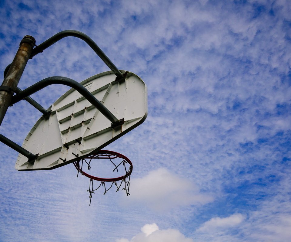 Обои небо, кольцо, спорт, щит, баскетбол, the sky, ring, sport, shield, basketball разрешение 1920x1200 Загрузить