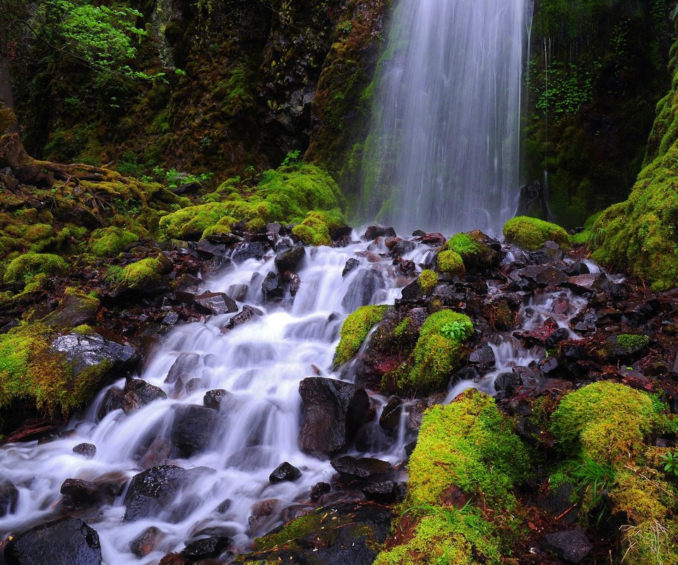 Обои природа, камни, водопад, мох, nature, stones, waterfall, moss разрешение 2048x1360 Загрузить