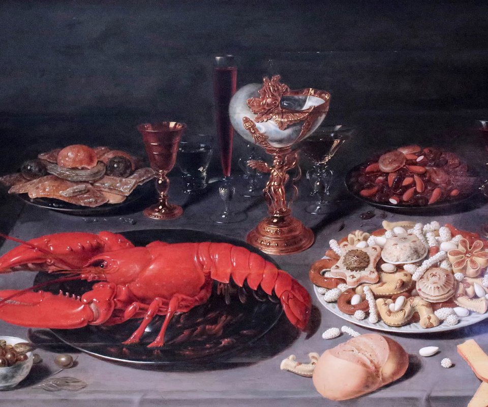 Обои картина, osias beert, натюрморт ас homard, натюрморт с омаром, 1624, брюссель, picture, still life au homard, still life with lobster, brussels разрешение 3530x2332 Загрузить