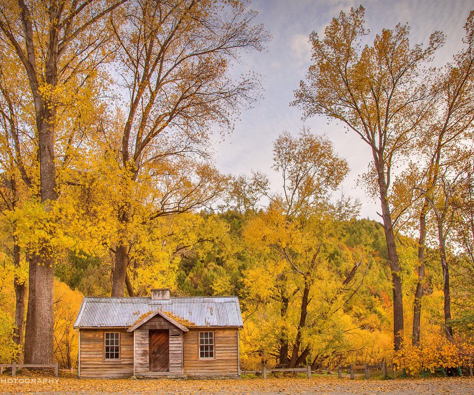 Обои деревья, природа, осень, дом, trees, nature, autumn, house разрешение 2048x1365 Загрузить