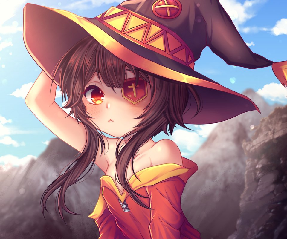 Обои девушка, взгляд, волосы, лицо, megumin, konosuba, girl, look, hair, face разрешение 3203x2002 Загрузить