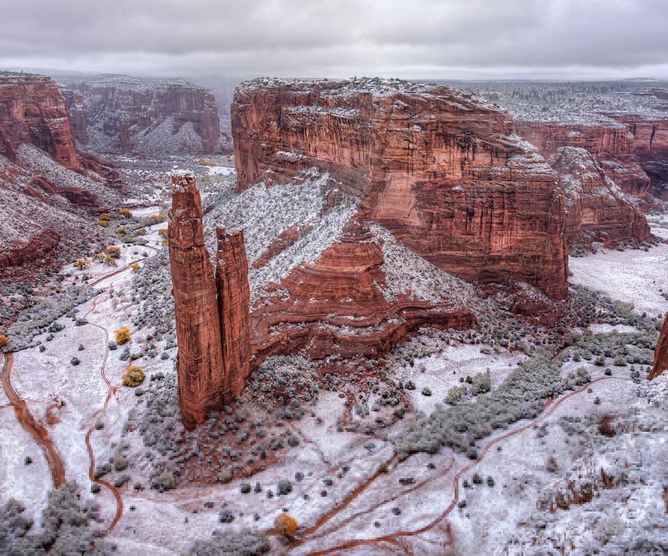 Обои скалы, природа, зима, пейзаж, каньон, аризона, каньон-де-шей, michael wilson, rocks, nature, winter, landscape, canyon, az, canyon de shay разрешение 3840x2400 Загрузить