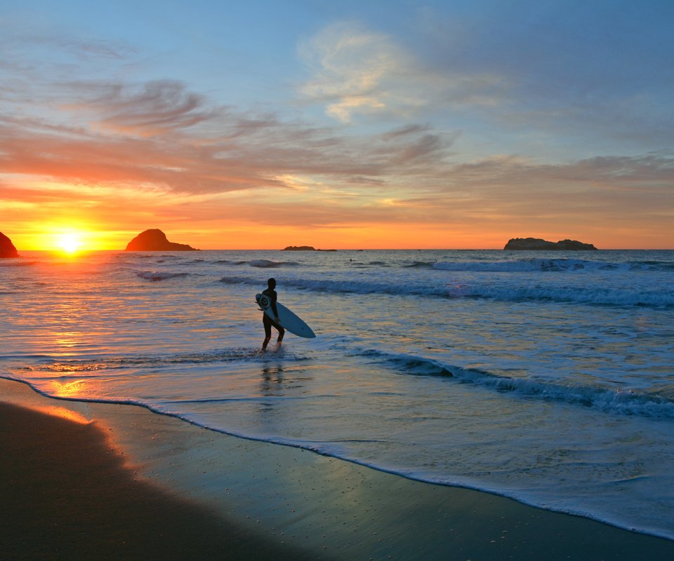 Обои закат, море, пляж, собака, сёрфер, sunset, sea, beach, dog, surfer разрешение 5925x3870 Загрузить