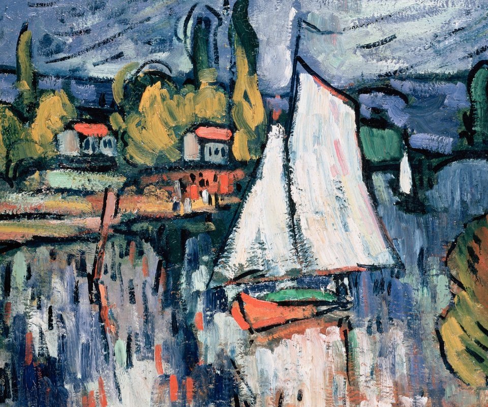 Обои картина, пейзаж, лодка, парус, морис де вламинк, вид сены, picture, landscape, boat, sail, maurice de vlaminck, view of the seine разрешение 4000x2905 Загрузить