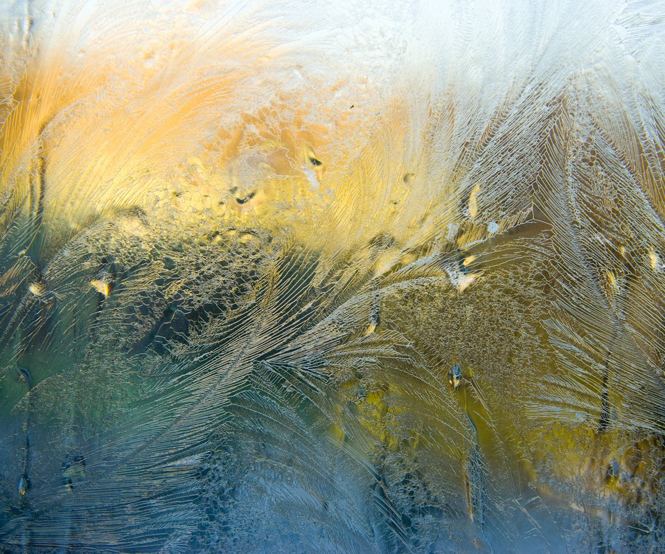 Обои зима, макро, узор, капли, стекло, winter, macro, pattern, drops, glass разрешение 3840x2400 Загрузить