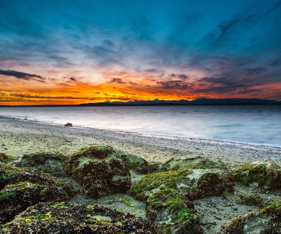 Обои небо, природа, камни, закат, пейзаж, побережье, the sky, nature, stones, sunset, landscape, coast разрешение 3840x2160 Загрузить