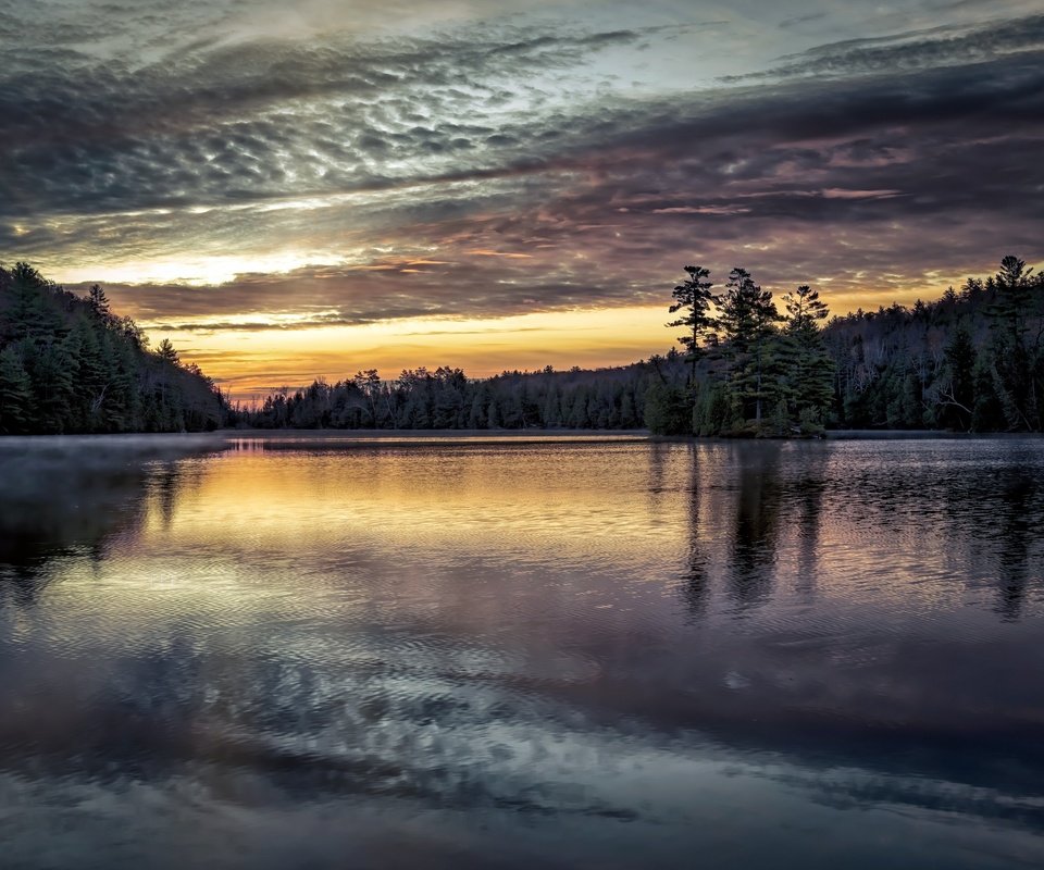 Обои озеро, природа, закат, lake, nature, sunset разрешение 3840x2160 Загрузить