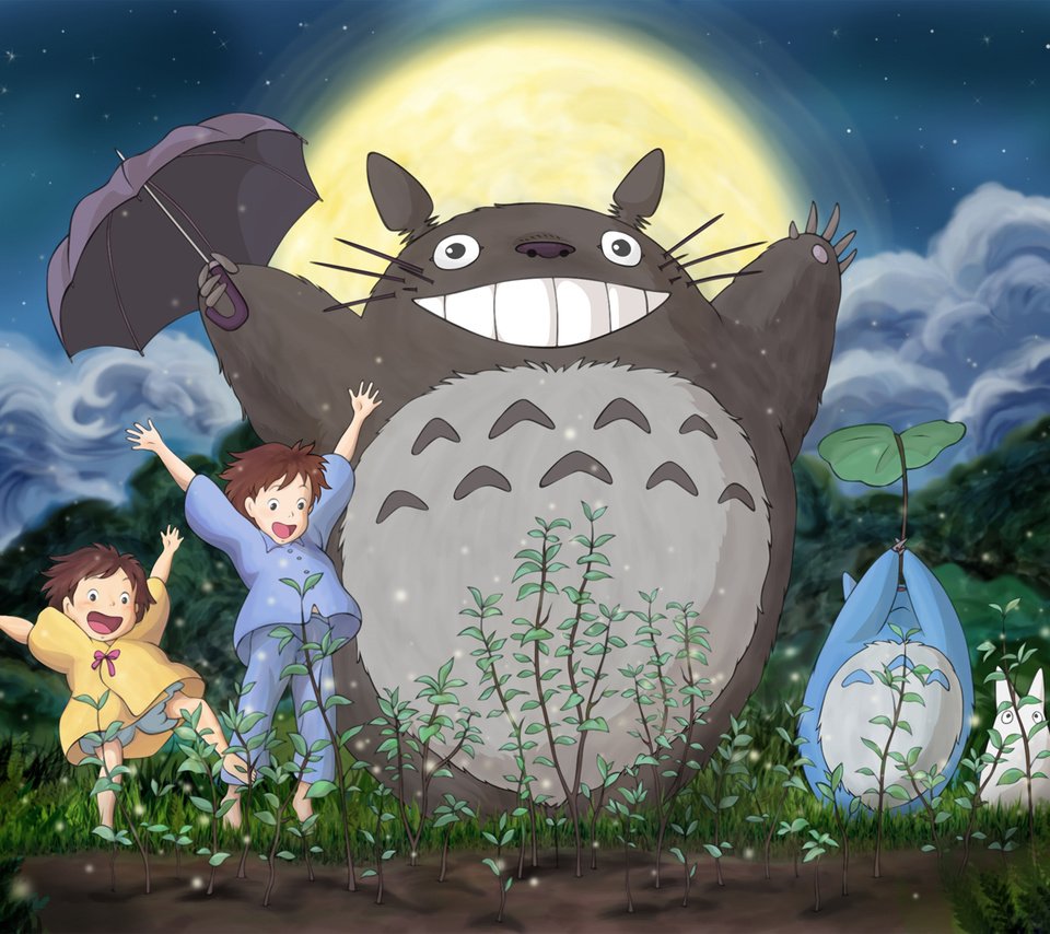 Обои небо, ghibli, мэй, трава, сацуки, облака, лес, луна, тоторо, хаяо миядзаки, мой сосед тоторо, the sky, mei, grass, satsuki, clouds, forest, the moon, totoro, hayao miyazaki, my neighbor totoro разрешение 1920x1200 Загрузить