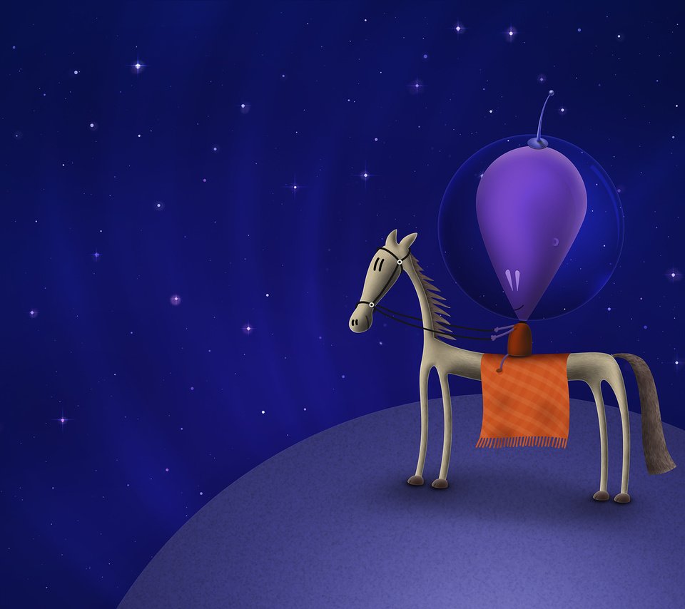 Обои лошадь, космос, звезды, планета, владстудио, инопланетянин, horse, space, stars, planet, vladstudio, alien разрешение 2560x1600 Загрузить