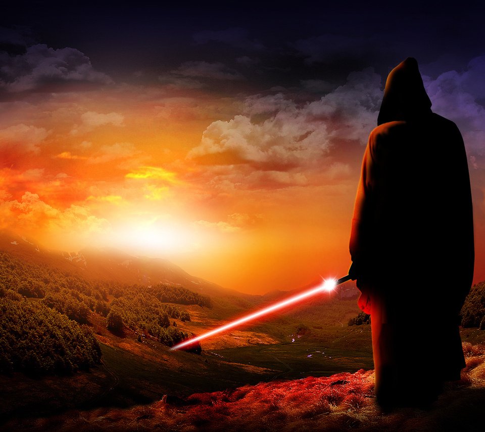 Обои закат, меч, джедай, sunset, sword, jedi разрешение 1920x1080 Загрузить