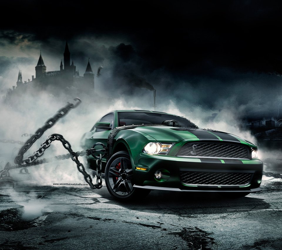 Обои автомобиль, цепи, мустанг, mustang monster, car, chain, mustang разрешение 1920x1200 Загрузить