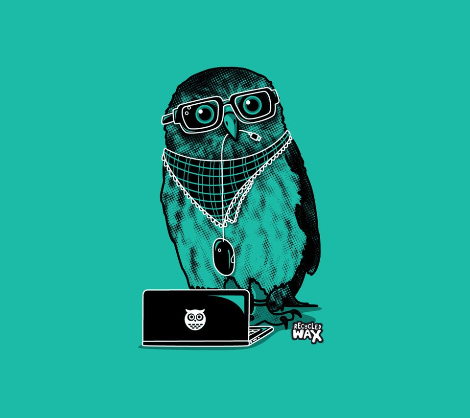 Обои сова, очки, клюв, мышь, ноутбук, owl, glasses, beak, mouse, laptop разрешение 1920x1080 Загрузить