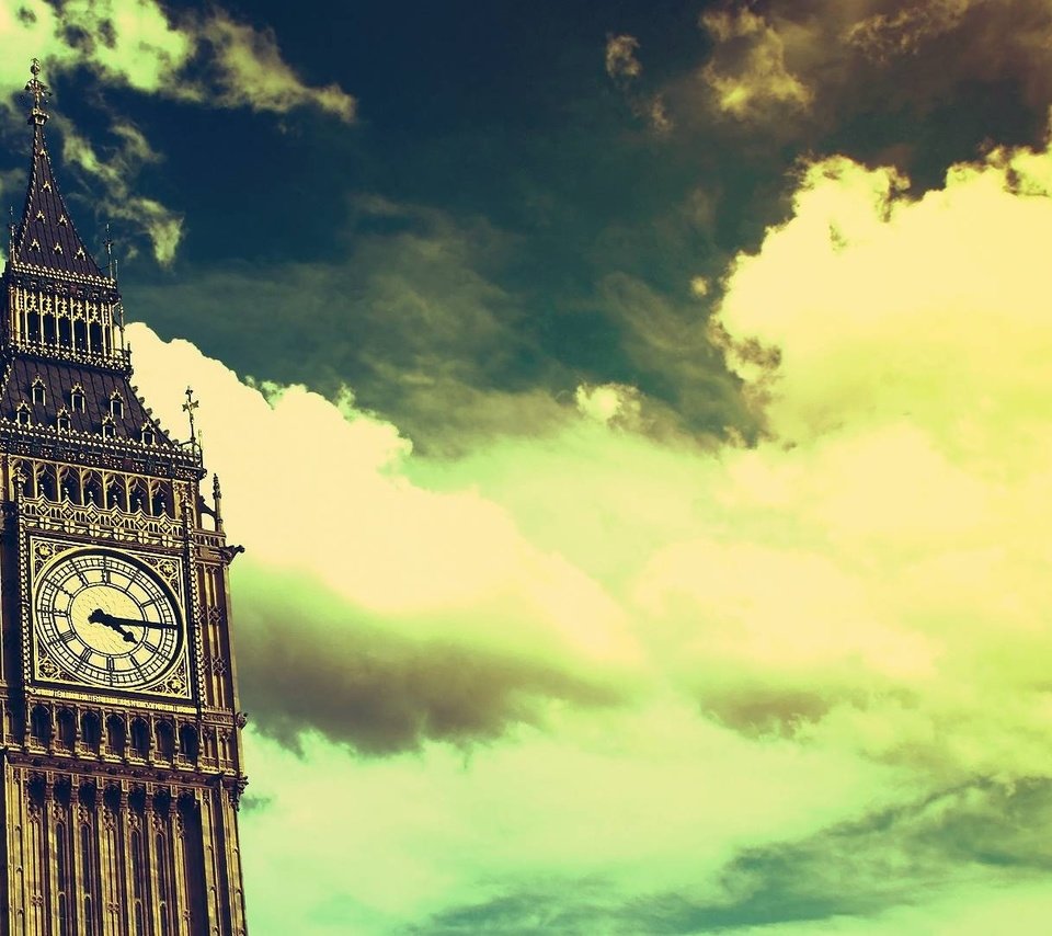 Обои небо, облака, лондон, часы, биг бен, the sky, clouds, london, watch, big ben разрешение 1920x1080 Загрузить