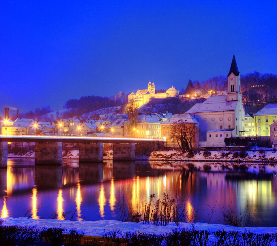 Обои ночь, огни, река, мост, германия, night, lights, river, bridge, germany разрешение 1920x1280 Загрузить