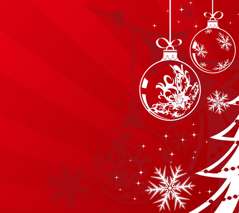Обои новый год, елка, шары, зима, снежинки, фон, цвет, красный, new year, tree, balls, winter, snowflakes, background, color, red разрешение 1920x1200 Загрузить