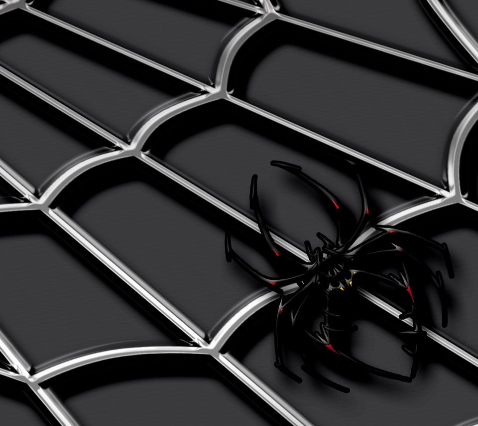 Обои черный фон, паук, паутина, серебро, 3д, black background, spider, web, silver, 3d разрешение 1920x1080 Загрузить