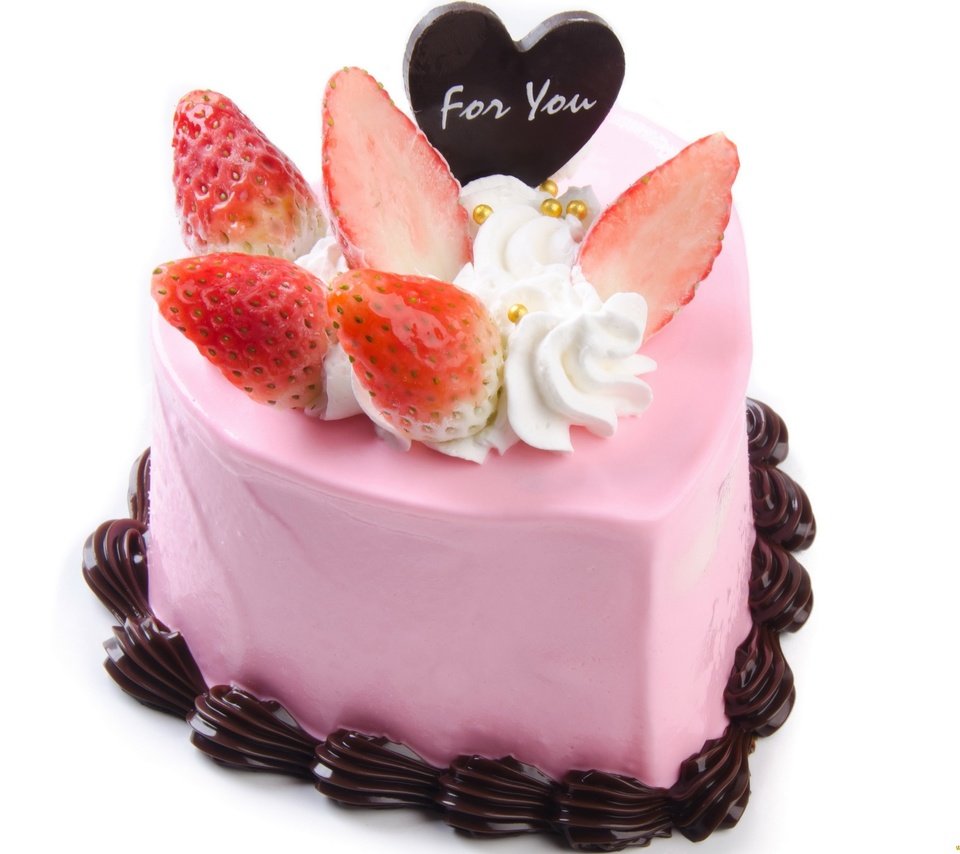 Обои крем для торта, клубника, сердце, шоколад, сладкое, торт, тортик, cream cake, strawberry, heart, chocolate, sweet, cake разрешение 2436x1918 Загрузить