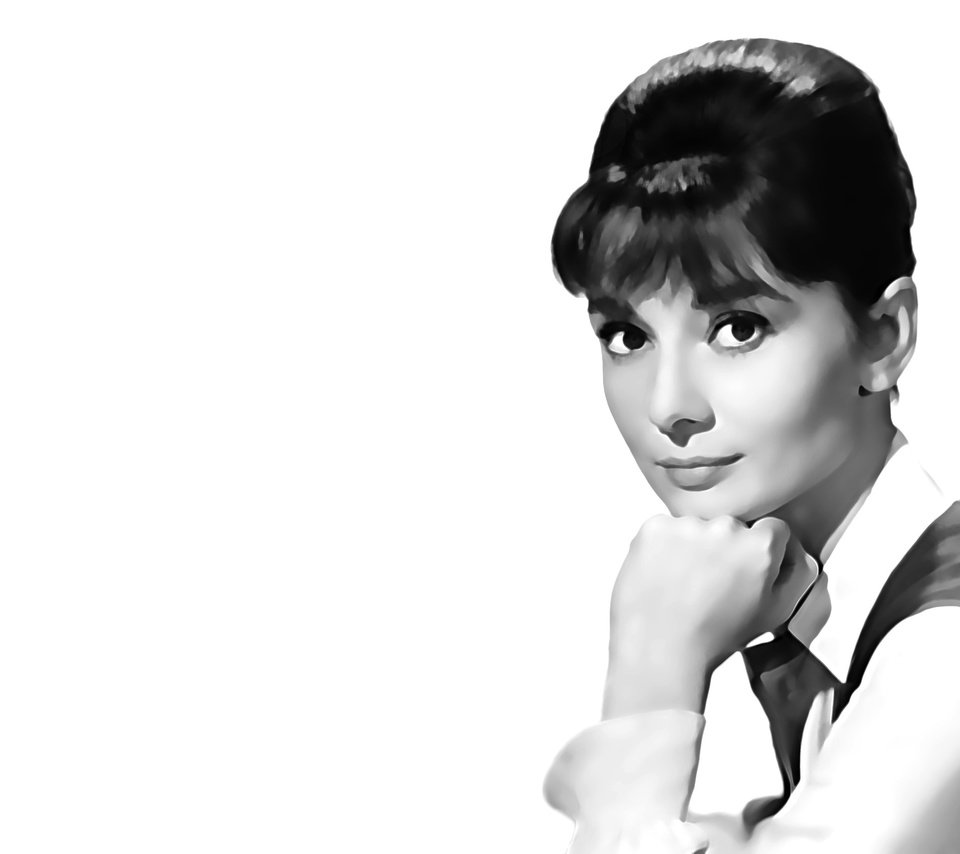 Обои чёрно-белое, актриса, одри хепбёрн, black and white, actress, audrey hepburn разрешение 2393x1677 Загрузить