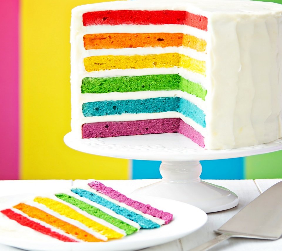 Обои фон, цвет, радуга, сладкое, торт, десерт, слои, крем, background, color, rainbow, sweet, cake, dessert, layers, cream разрешение 2880x1800 Загрузить