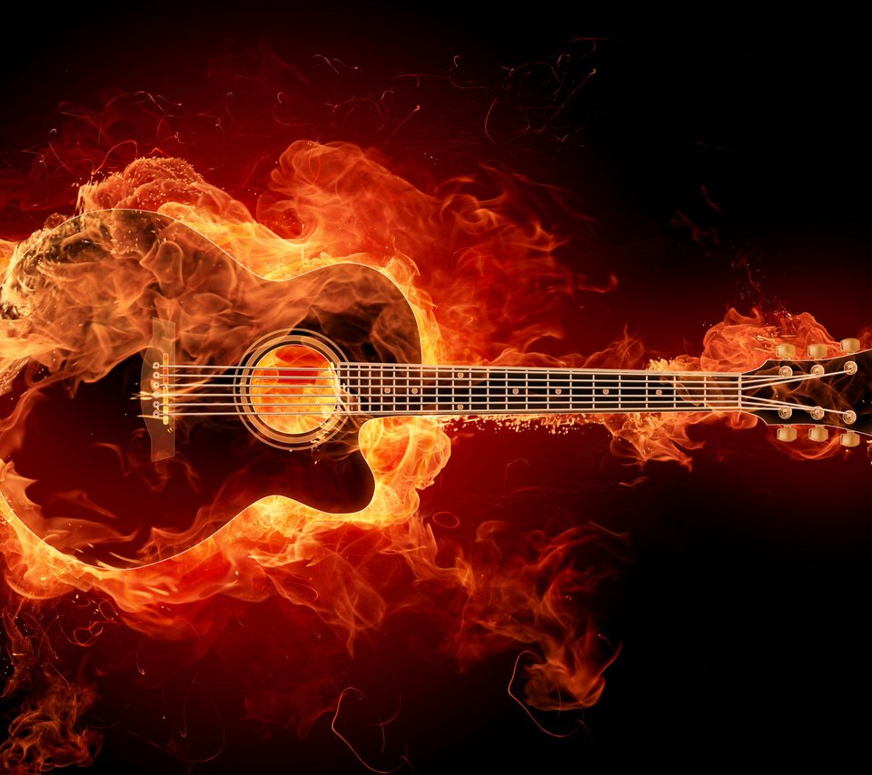 Обои гитара, огонь, струны, рок, гитарный риф, guitar, fire, strings, rock, guitar riff разрешение 1920x1200 Загрузить