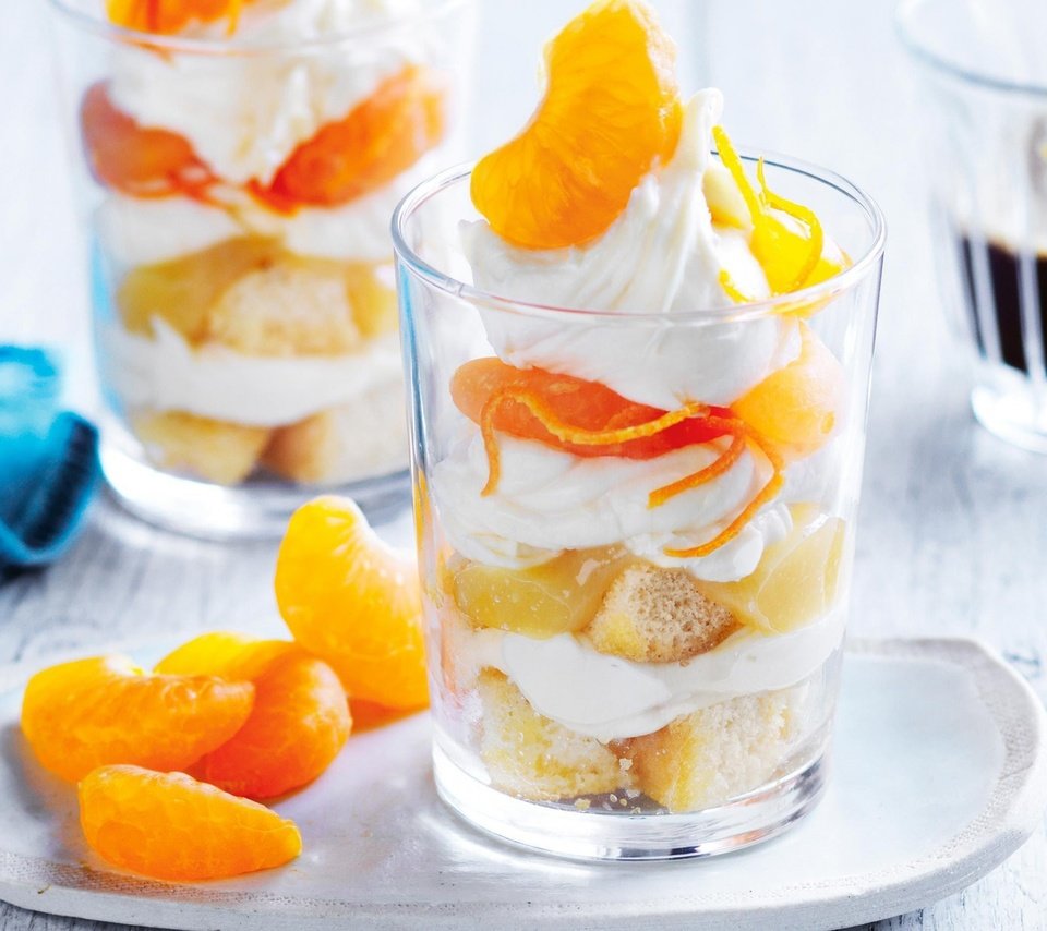Обои мандарин, сливки, десерт, mandarin, cream, dessert разрешение 2880x1800 Загрузить