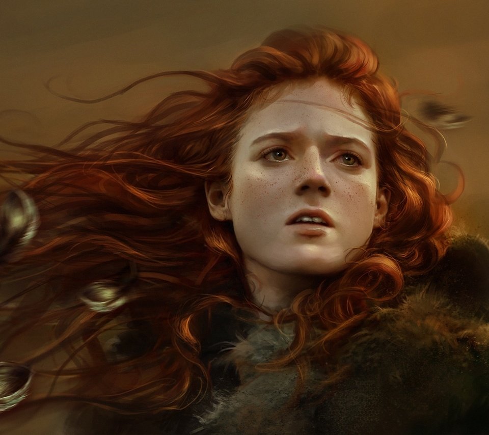 Обои арт, девушка, рыжая, лицо, перья, веснушки, игра престолов, ygritte, art, girl, red, face, feathers, freckles, game of thrones разрешение 1920x1186 Загрузить