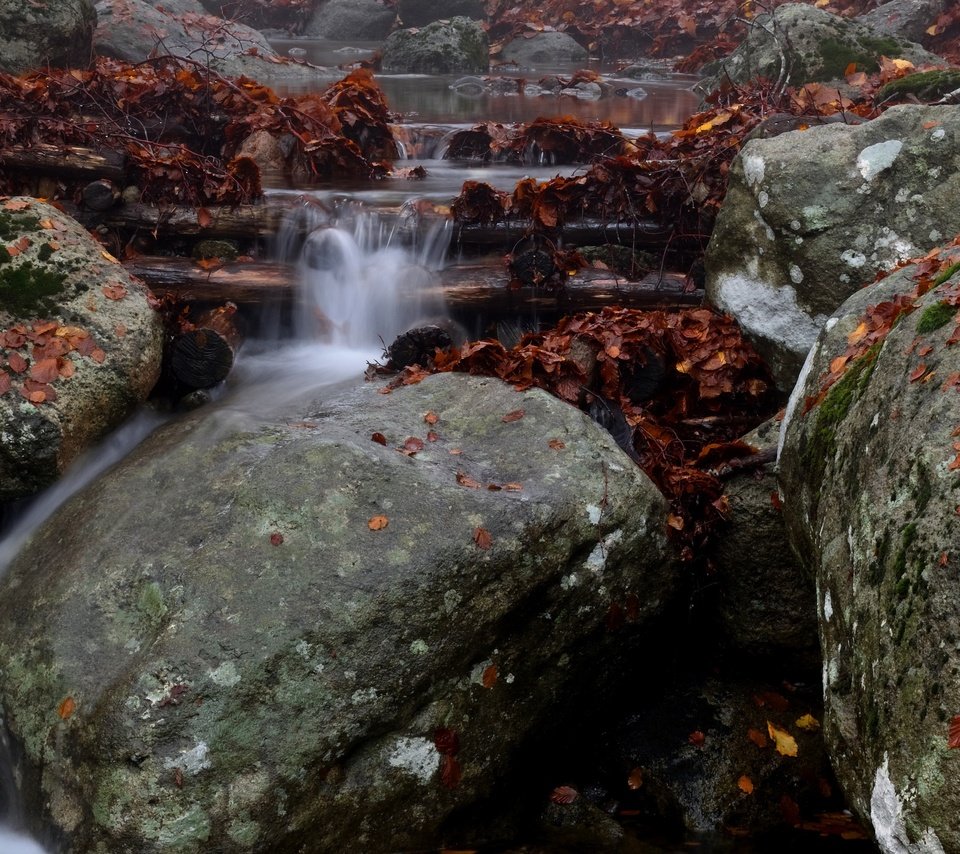 Обои река, природа, камни, водопад, осень, поток, каскад, river, nature, stones, waterfall, autumn, stream, cascade разрешение 3840x2160 Загрузить