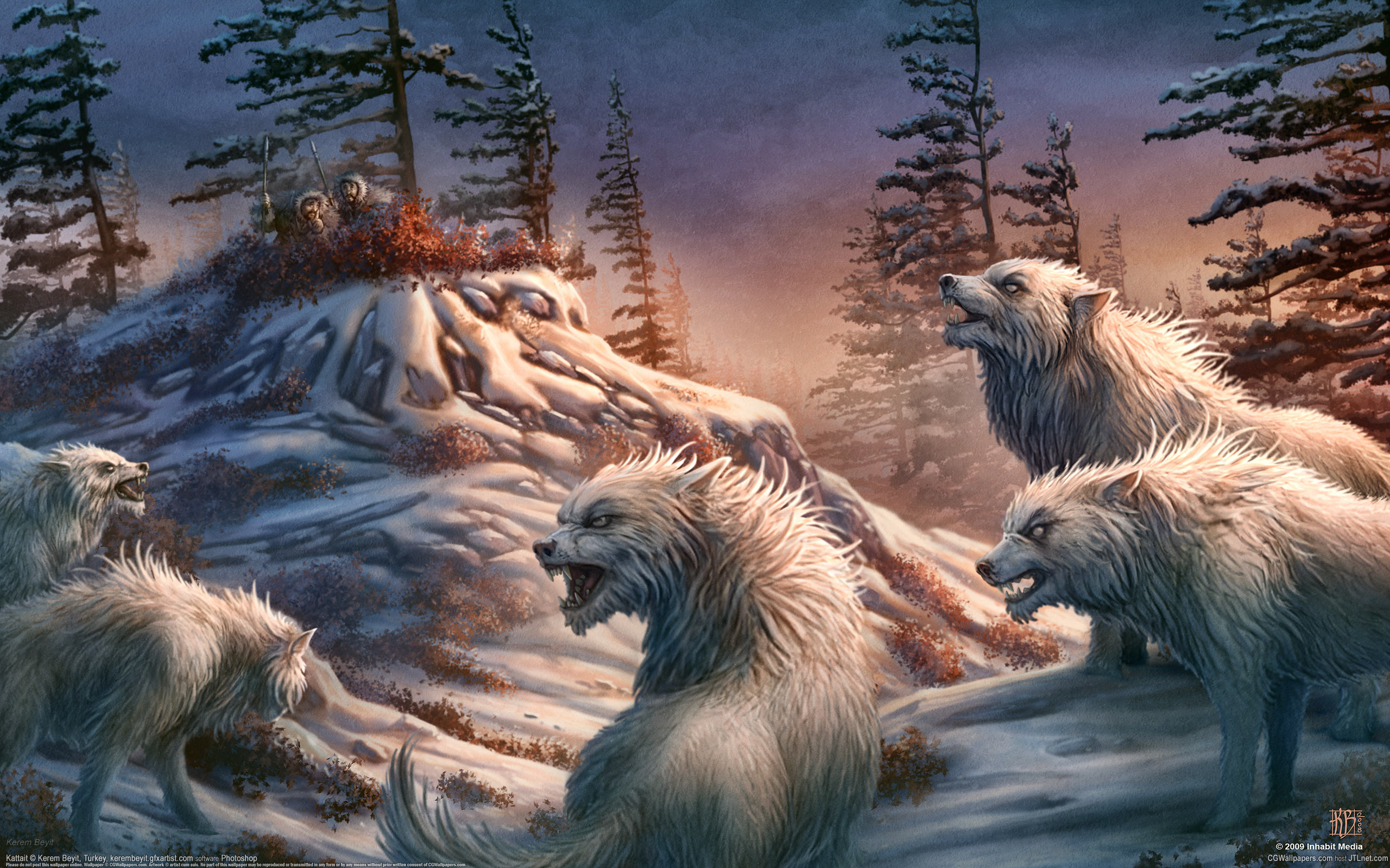 Обои люди, охотники, волки, kerem beyit, people, hunters, wolves разрешение 2560x1600 Загрузить