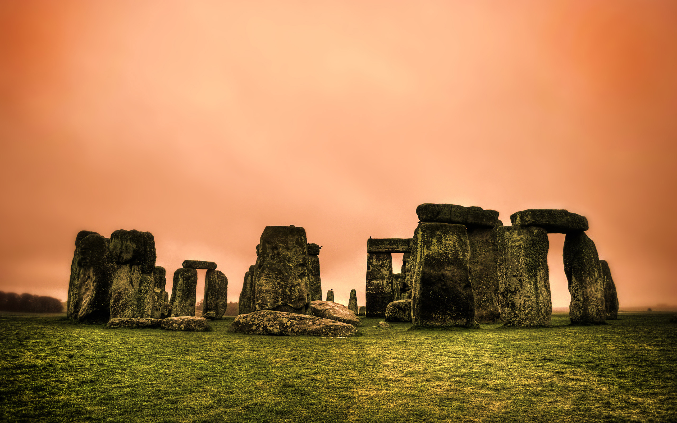 Обои небо, камни, закат, англия, кромлех, стоунхендж, the sky, stones, sunset, england, the cromlech, stonehenge разрешение 2560x1600 Загрузить