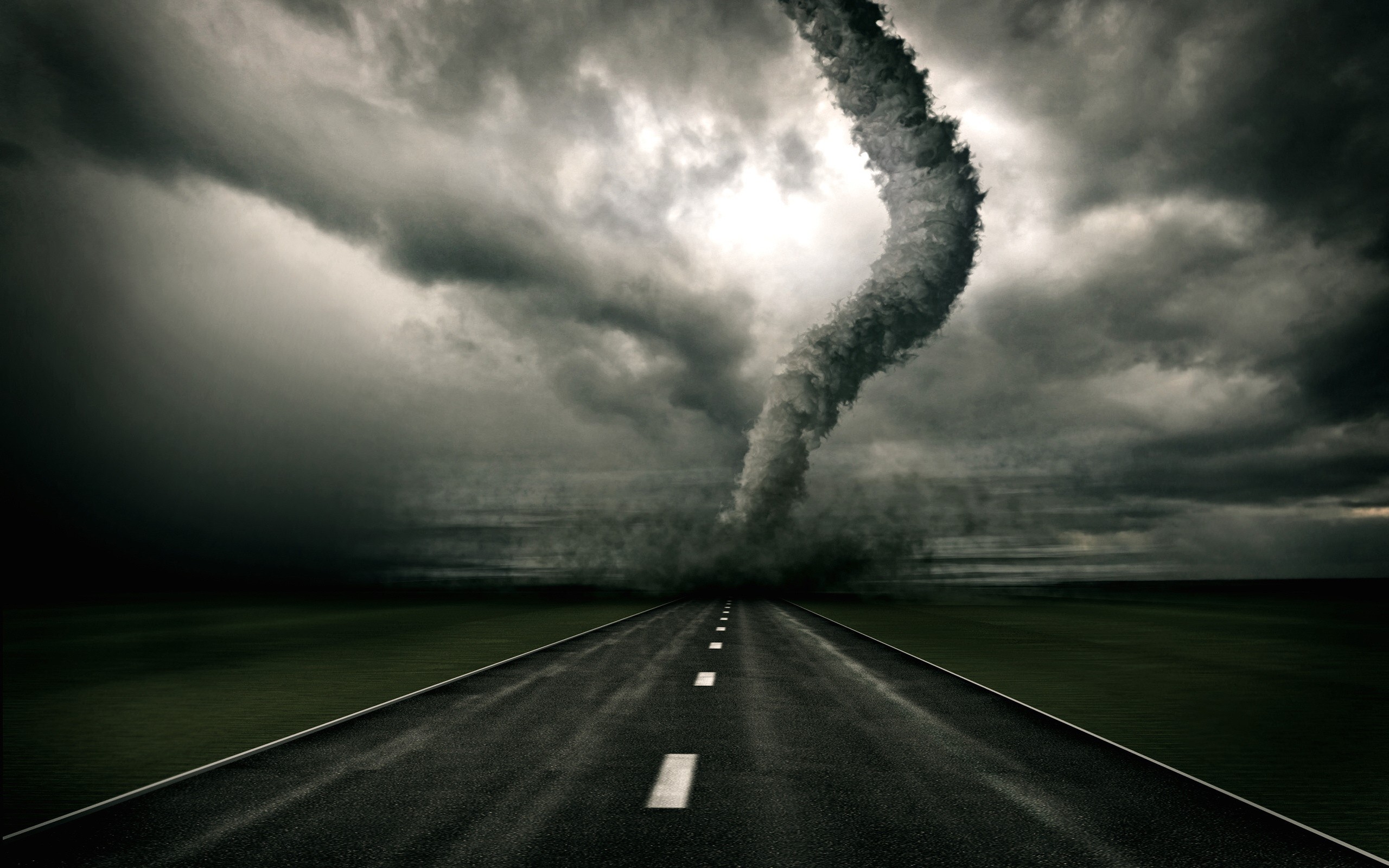 Обои дорога, смерч, road, tornado разрешение 2560x1600 Загрузить