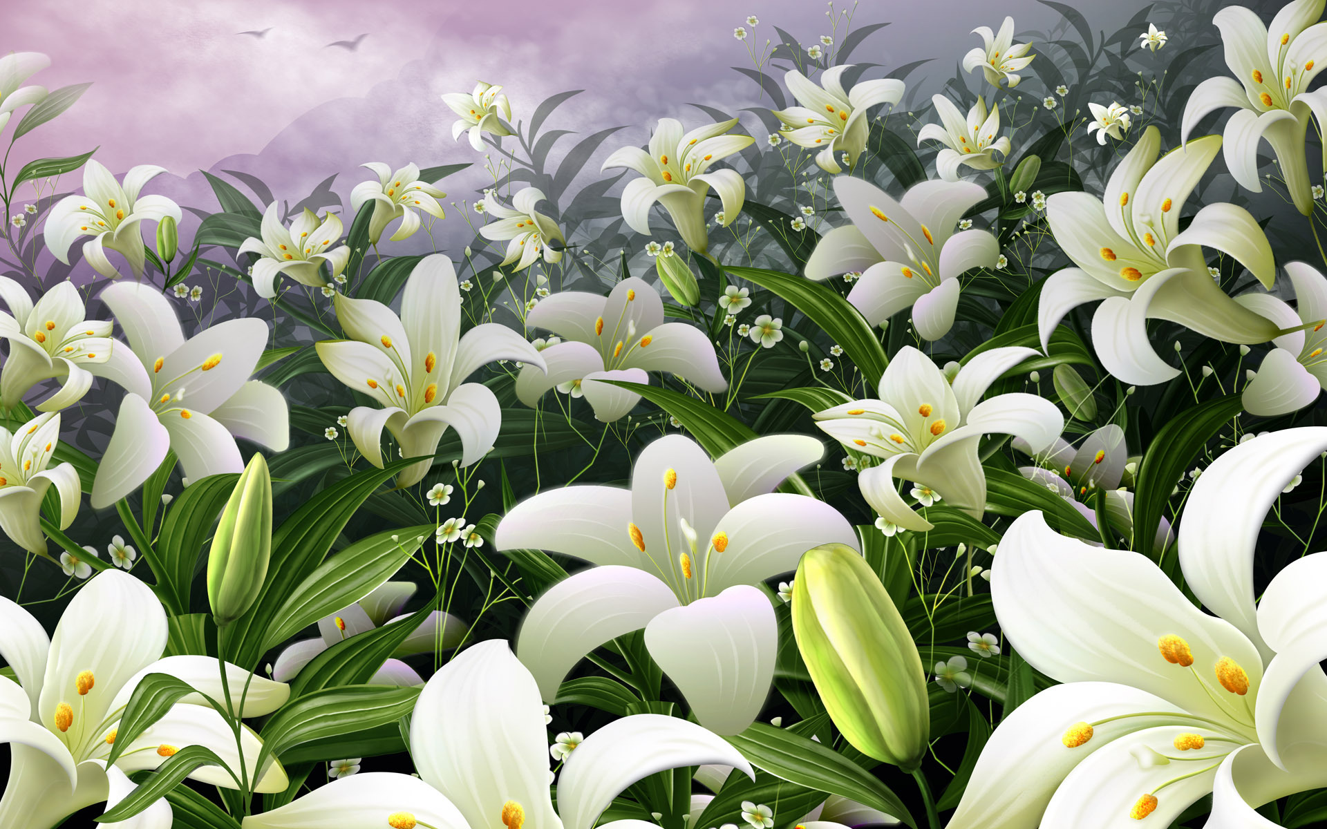 Обои цветы, сад, лилии, почки, flowers, garden, lily, kidney разрешение 1920x1200 Загрузить