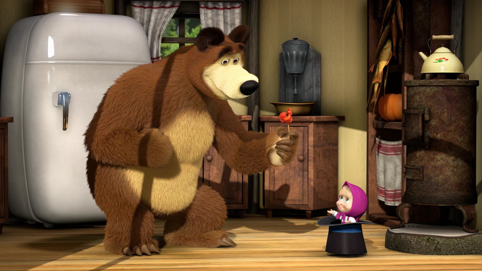 Обои девочка, маша и медведь, girl, masha and the bear разрешение 1920x1080 Загрузить