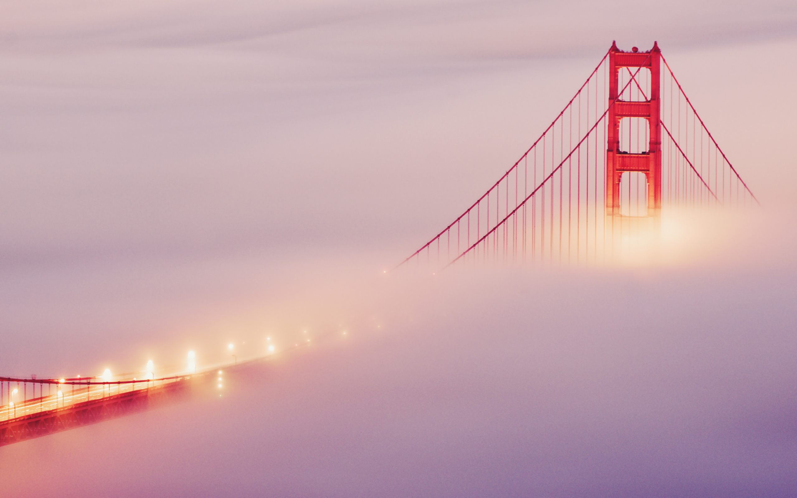 Обои огни, туман, мост, сан-франциско, lights, fog, bridge, san francisco разрешение 2560x1600 Загрузить