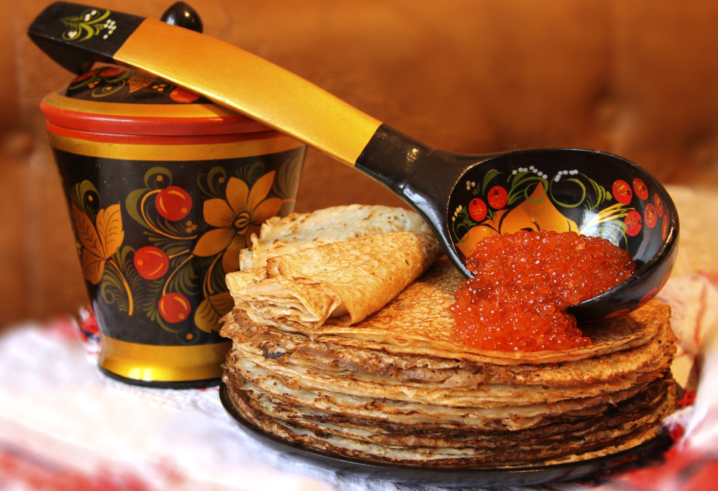 Обои икра, блины, ложка, caviar, pancakes, spoon разрешение 2400x1641 Загрузить