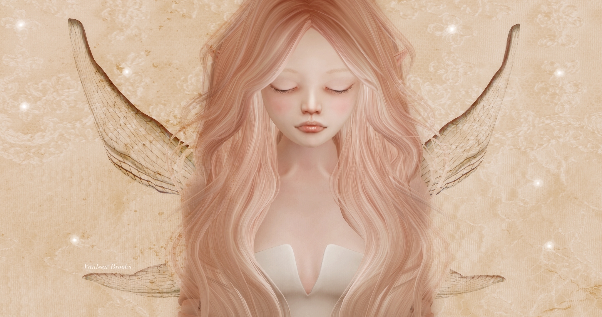 Обои грусть, крылья, девочка, фея, волосы, эльф, личико, sadness, wings, girl, fairy, hair, elf, face разрешение 2048x1080 Загрузить