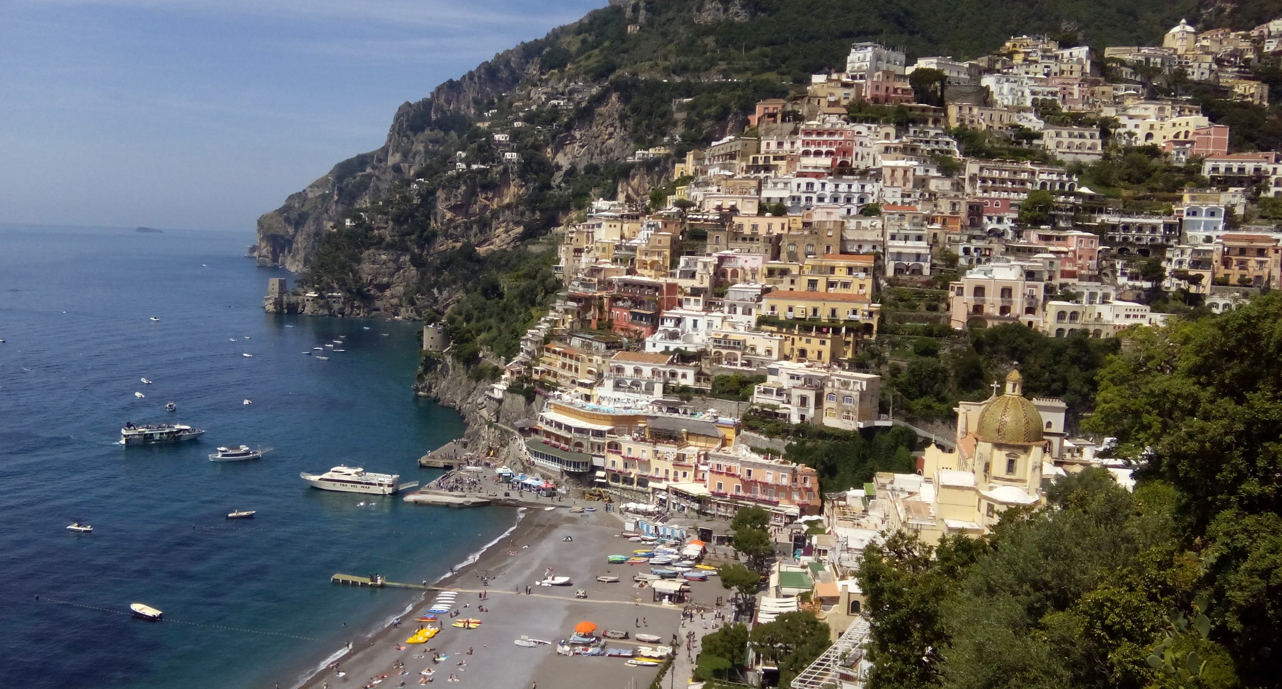 Обои горы, море, дома, италия, позитано, mountains, sea, home, italy, positano разрешение 2560x1376 Загрузить