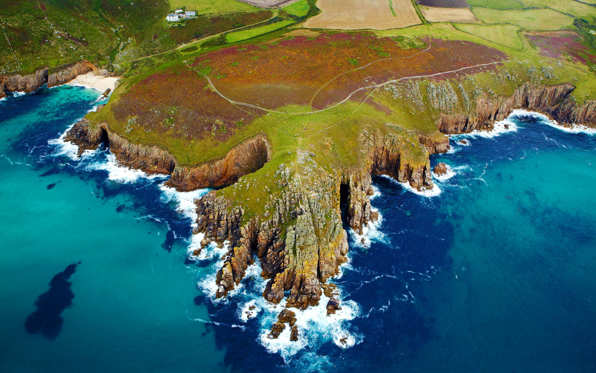 Обои море, побережье, англия, мыс, корнуолл, sea, coast, england, cape, cornwall разрешение 1920x1200 Загрузить