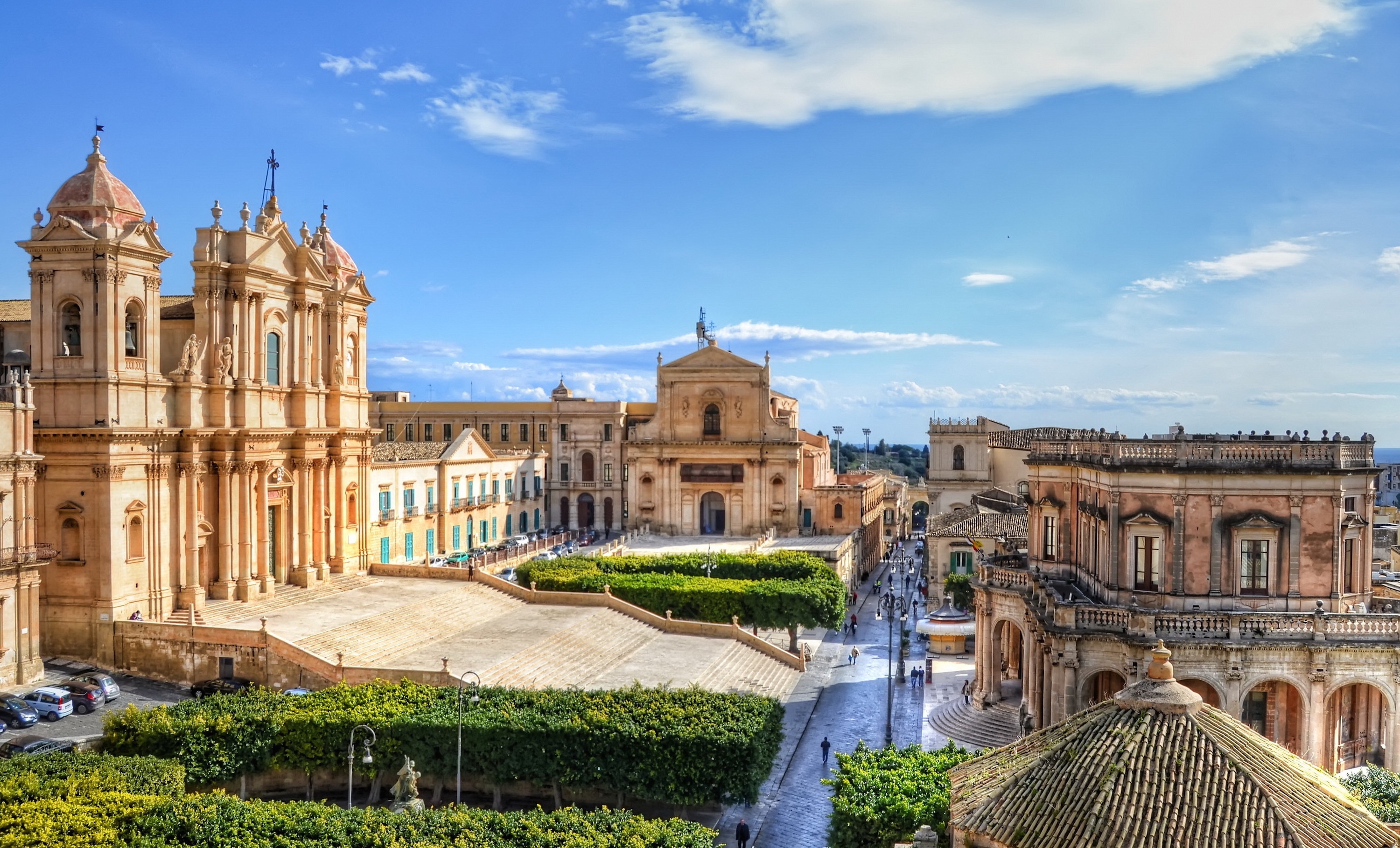 Обои италия, noto, cathedral of noto, кафедральный собор святого николая, roman catholic cathedral in noto in sicily, siracusa, italy, cathedral of st. nicholas разрешение 3000x1818 Загрузить