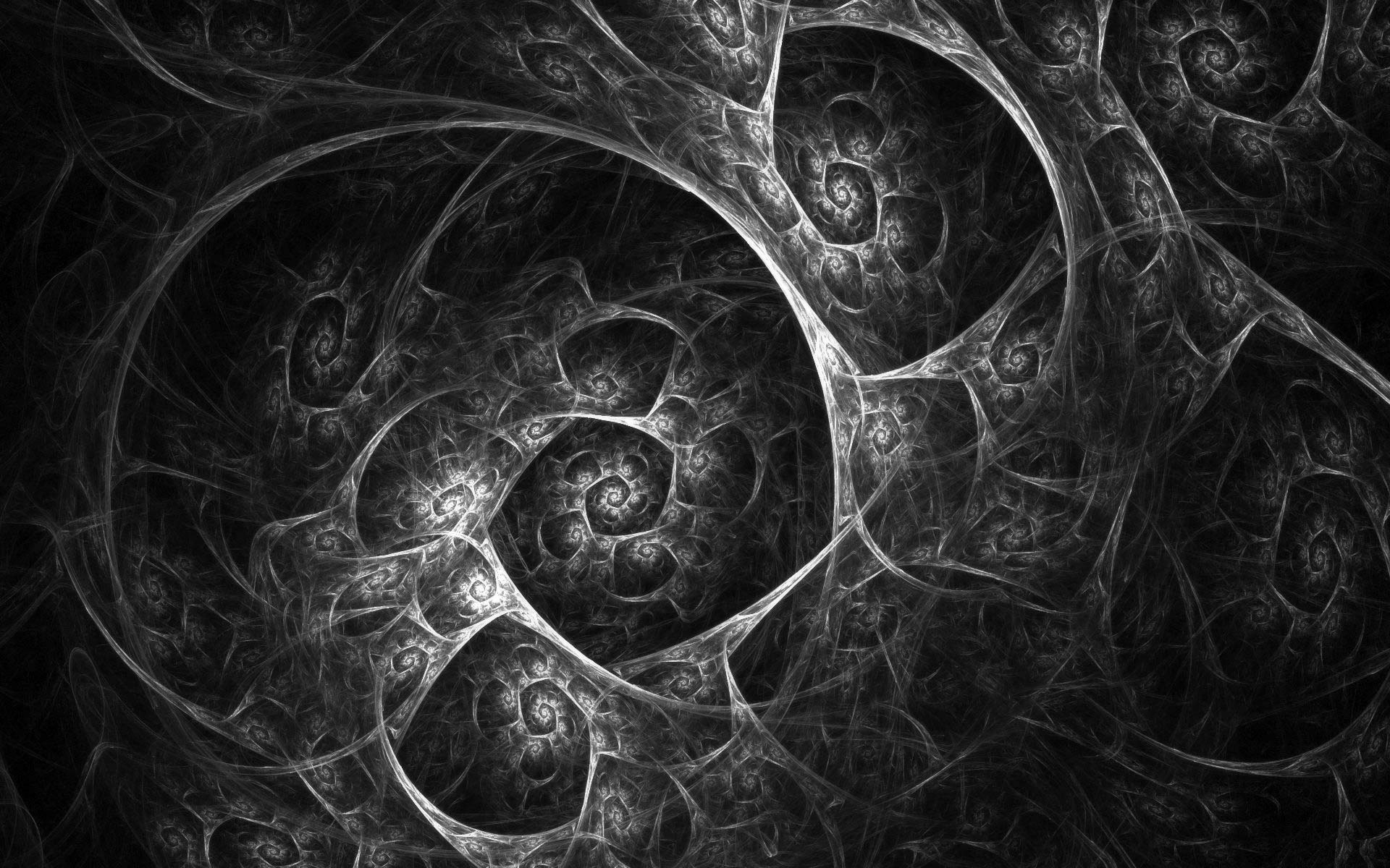 Обои чёрно-белое, графика, фрактал, 3д, black and white, graphics, fractal, 3d разрешение 1920x1200 Загрузить