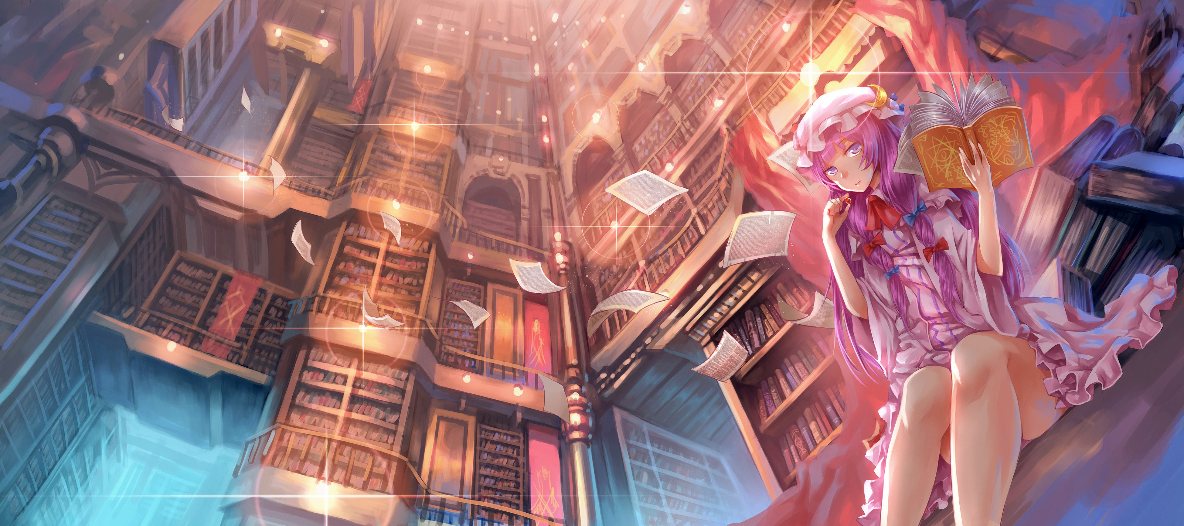 Обои платье, аниме, тохо, пачули нолидж, dress, anime, touhou, patchouli knowledge разрешение 3900x1732 Загрузить