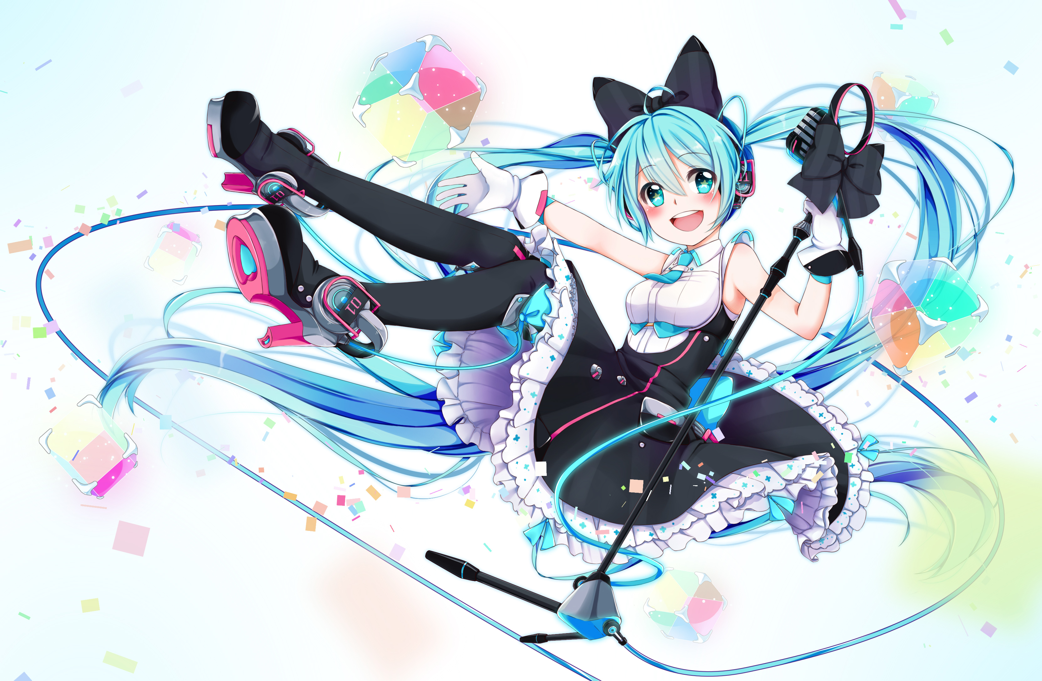 Обои вокалоид, ленточка, в платье, мику хацунэ, wizard, big smile, vocaloid, ribbon, dress, hatsune miku разрешение 3333x2178 Загрузить