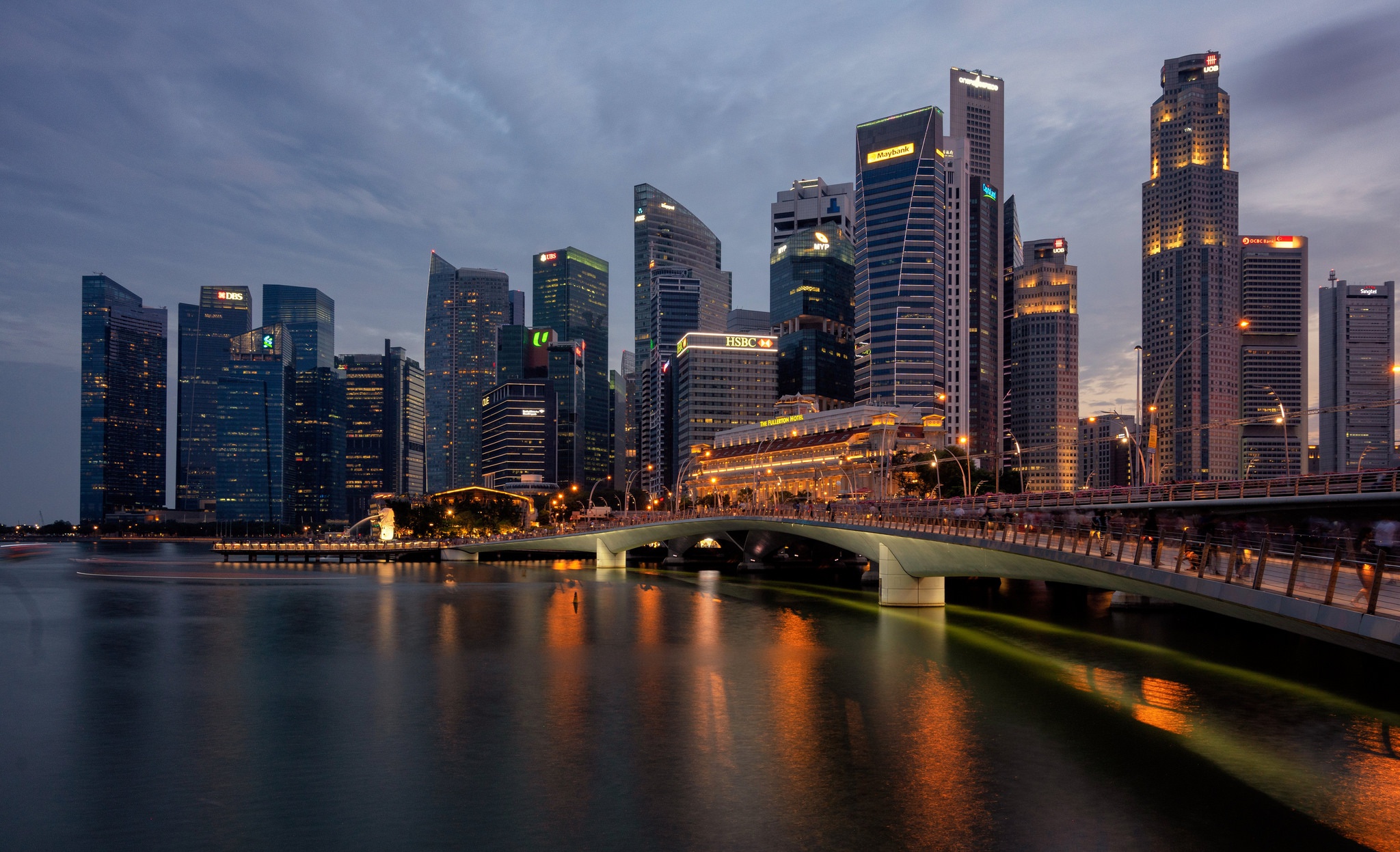 Обои вечер, город, сингапур, the evening, the city, singapore разрешение 2048x1247 Загрузить